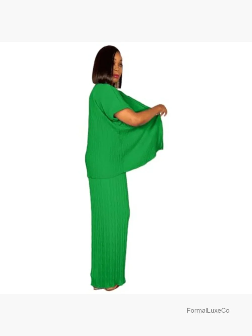 Two Piece Set: Button Down Shirt and Wide Leg Pants Matching Set